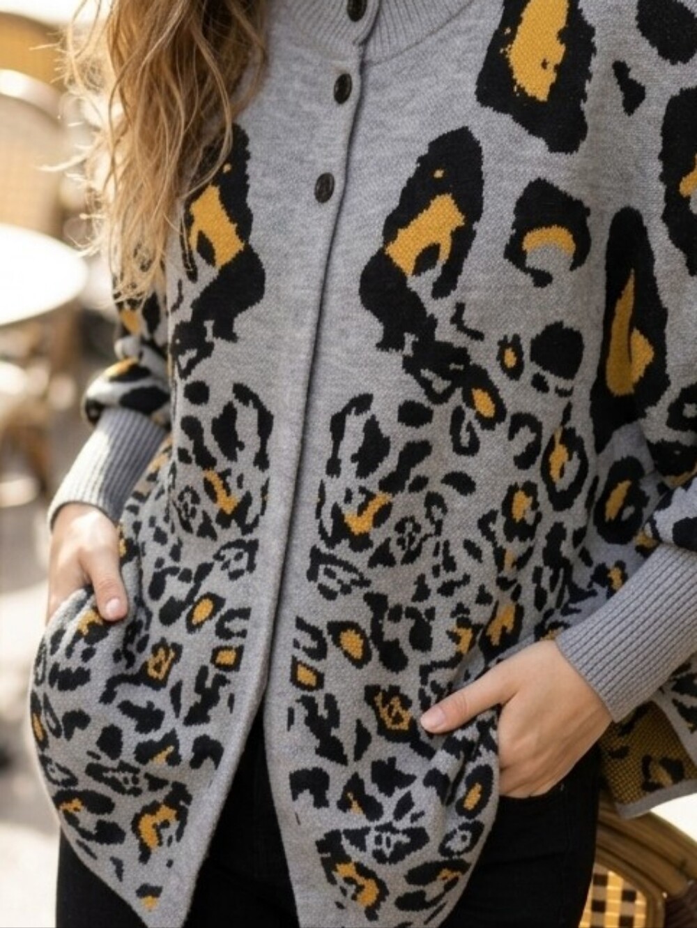 Dolce Vita Leopard Print Dolman Cardigan Sweater Mob Wife Indie Sleeze Cape